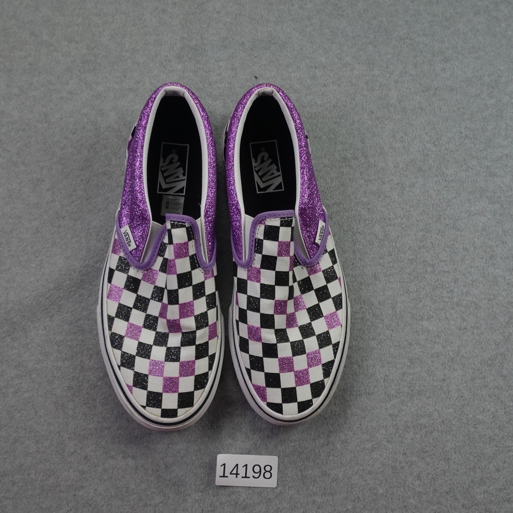 Vans Shoes Women 10 Purple Checkerboard Glitter Classic Slip-On Skate - Picture 10 of 10